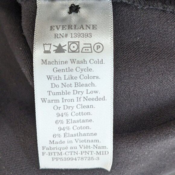 Everlane Women's The Side-Zip Stretch Cotton Pant Size 2 in Black - Picture 10 of 10